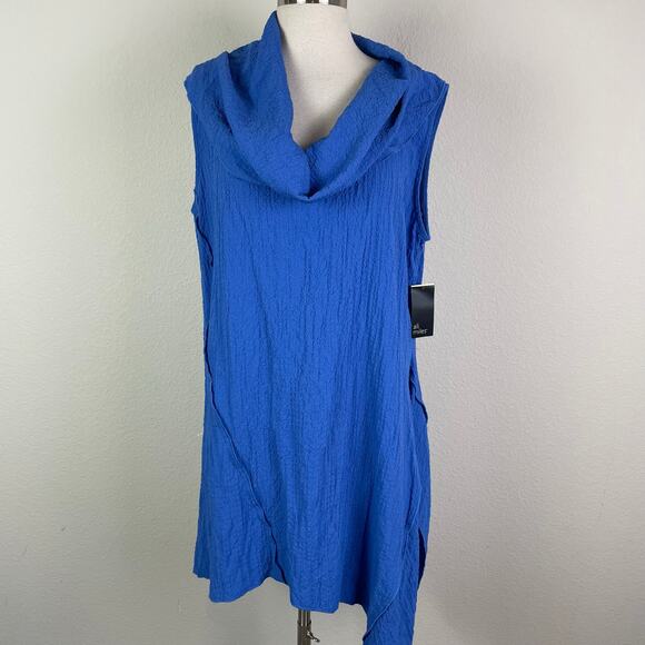 Ali Miles Blue Gauzy Sleevless Lagenlook Artsy Cowl NWT Top XL - Picture 1 of 6